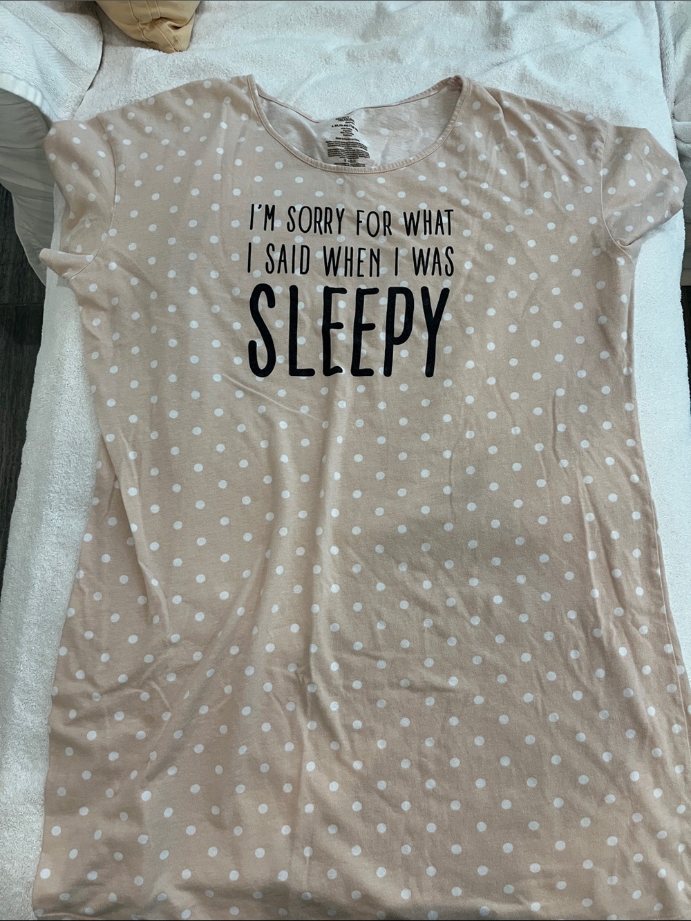 Secret Treasures Beige Polka Dot 'Sleepy' Nightshirt